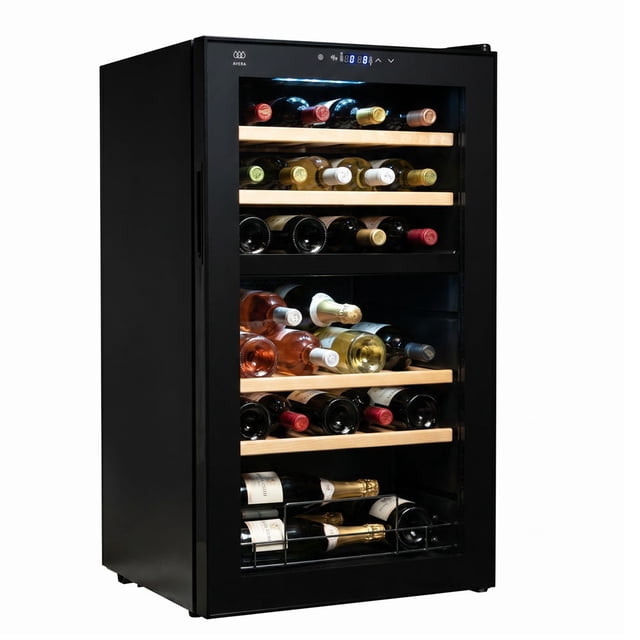 Cava de Vino Enfriadora 33 Botellas AVERA EV33 2 Zonas Temp Regulable Independiente