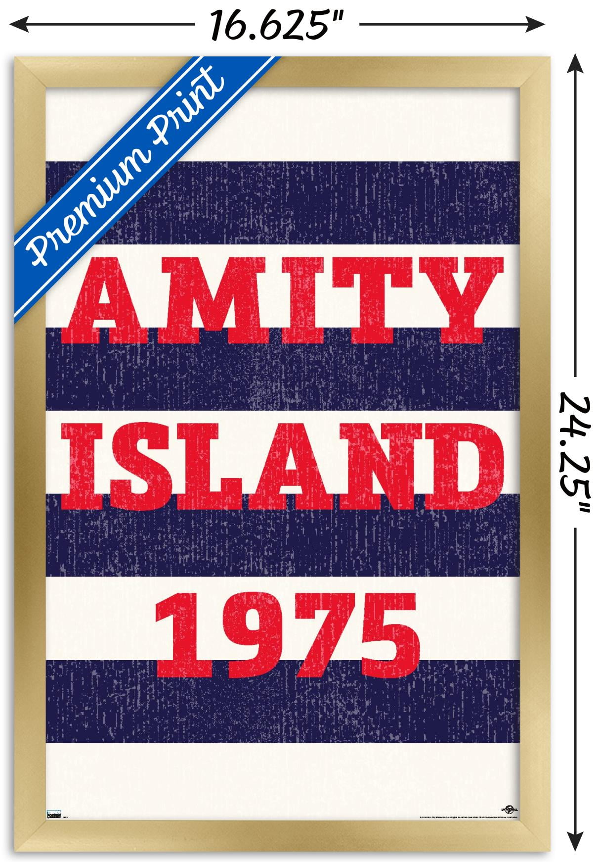 Jaws - Amity Island 1975 Wall Poster, 14.725" x 22.375", Framed