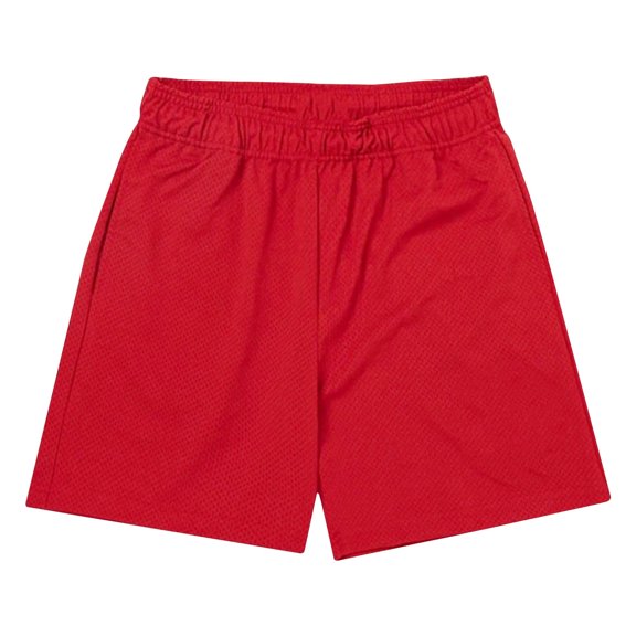 Wyobmus Men's Sport Shorts Solid Color Fitness Training Breathable Holiday Mesh Beach Shorts Pockets Cropped Pants C-Red