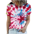 thumbnail image 6 of Mifsaly Tie-Dye Cotton T-Shirt for Women Short Sleeve Crew Neck Casual Summer Tops Colorful Print Lightweight Breathable Casual Blouse XXXL, 6 of 6