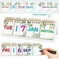 thumbnail image 2 of Perpetual Calendar Flip Desktop Boho Calendar with Day Date Month and Note for Office Plan Schedule Classroom Supply Home Kitchen Decor 8 x 2.7 Inches, 2 of 9