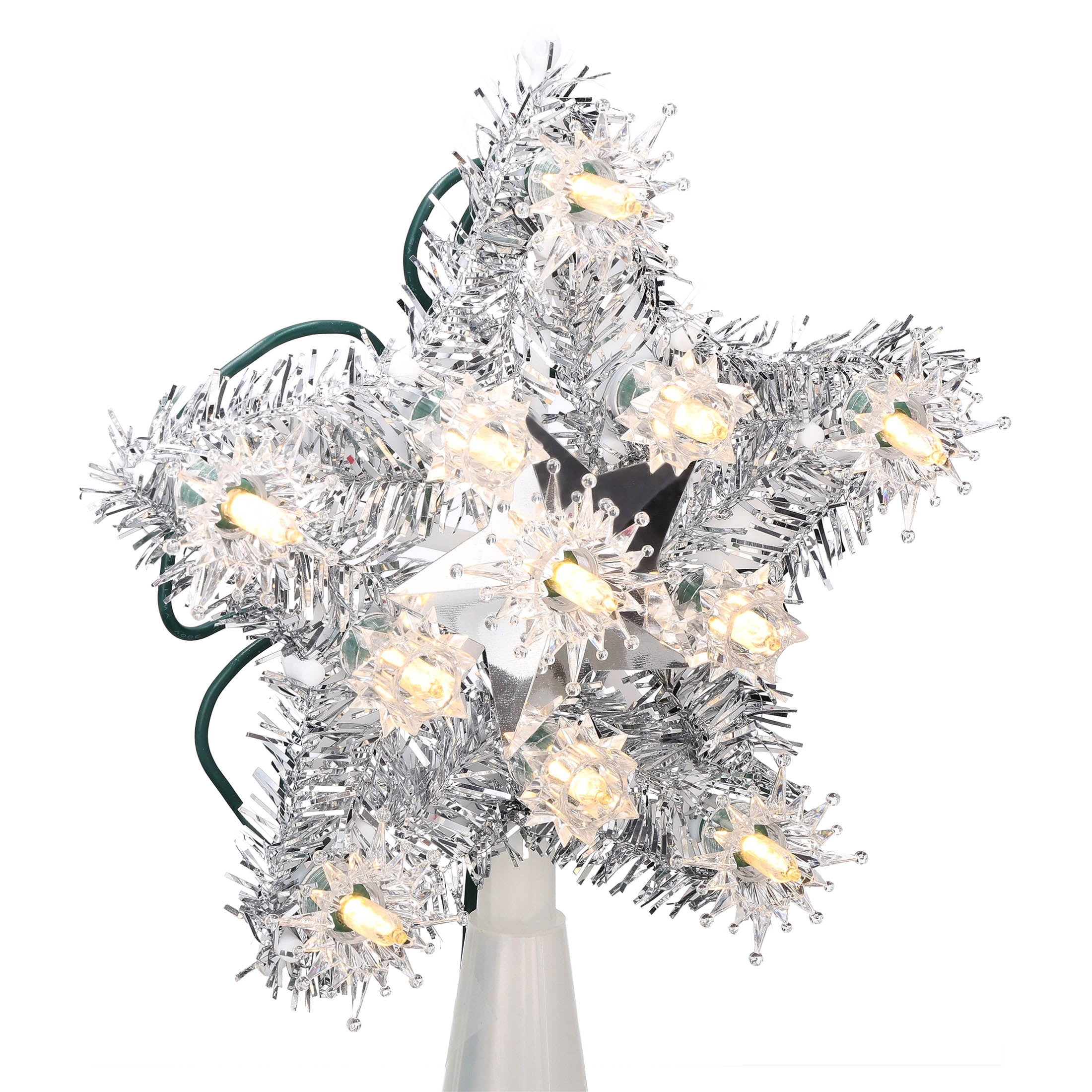LED Tinsel Star Christmas Tree Topper, Silver, 6", by Holiday Time