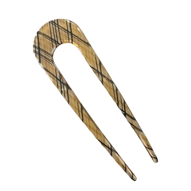 Minnieouse Diademas en forma de U, herramienta geométrica, Clip de estilismo, tenedor para mujer, soporte ligero, palillo para el pelo de boda Accesorio para el cabello Rejilla Marrón