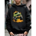thumbnail image 3 of Mikrdoo Truck & Mud Print Hoodie For Kids, Stylish Pullover Long Sleeve Casual Top, Boy's Clothes, As Gift, 3 of 9