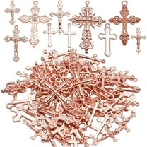 100g Mixed Styles Craft Supplies Gold Jesus Christ Cross Charms Rosary Center Charm Crosses Charms Pendants ,for Necklace DIY Jewelry Making,