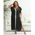 thumbnail image 3 of Vacation Beach Cover-up Plus Size Women's Hand Hook Contrast Stitching Deep V Slit Dress, 3 of 7