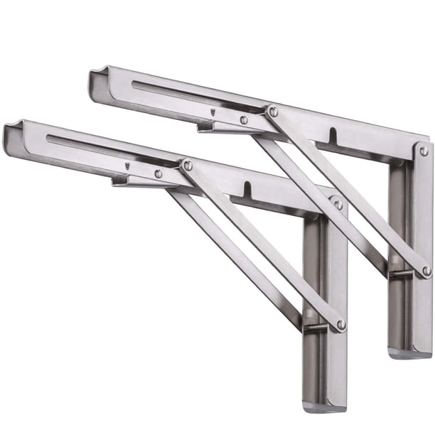 Soportes de estantería plegables Pynsseu de acero inoxidable de 40 cm, paquete de 2