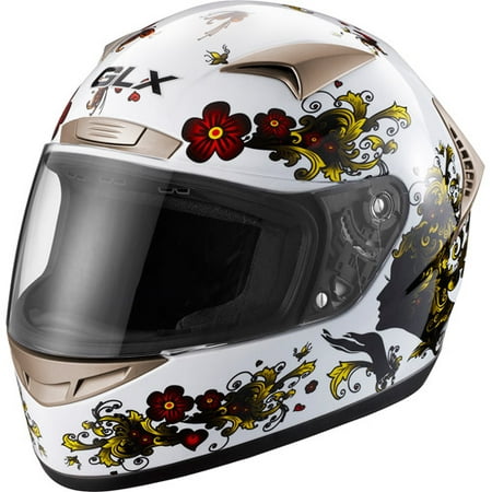 GLX DOT Women's Whisper Full Face Motorcycle Helmet, White, M - Walmart.com