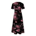 thumbnail image 4 of Robe d'Été pour Femmes 2024 Mode Grande Taille Manches Courtes Col Rond Ample Imprimé Couleur Longue Robe 50 % de Réduction Liquidation!, 4 of 4