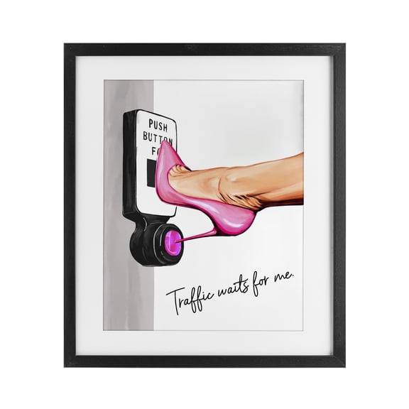 Traffic Waits for Me Heels Black Framed Print Under Glass, design by Ziwei Li