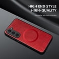 thumbnail image 4 of ELEHOLD PU Leather Case For Samsung Galaxy S23 Plus Slim Magnetic Shockproof Cover, [MagSafe Compatible], [Lens&Screen Protection], Drop protection Case - Winered, 4 of 11