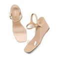 thumbnail image 2 of DREAM PAIRS Women’s Casual Dressy Wedge Sandals Cute Square Toe and Buckle Ankle Strappy Slingback Wedding Shoes SDPW224W NUDE/CLEAR Size 10, 2 of 6