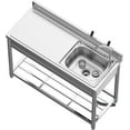 thumbnail image 5 of 47*20*37 inch Free Standing Stainless-Steel Single Bowl Commercial Restaurant Kitchen Sink Set w/Faucet & Drainboard, Prep & Utility Washing Hand Basin w/Workbench & Storage Shelves, 5 of 8