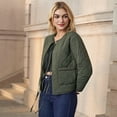 thumbnail image 3 of ieFashion Women's Winter Casual Quilted Jackets Long Sleeve Jacket with Pockets Outerwear Coats,Green, L, 3 of 8