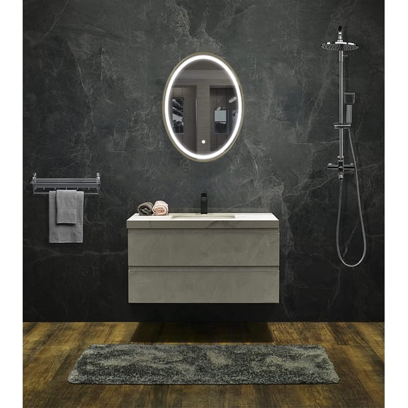 Vanity Art 24" x 31.5" Large LED Lighted Bathroom Vanity Wall Mirror with Touch Sensor | Modern Oval Shape Wall Mounted Makeup Mirror with Adjustable LED Light for Over Sink Bedroom VA31E-G