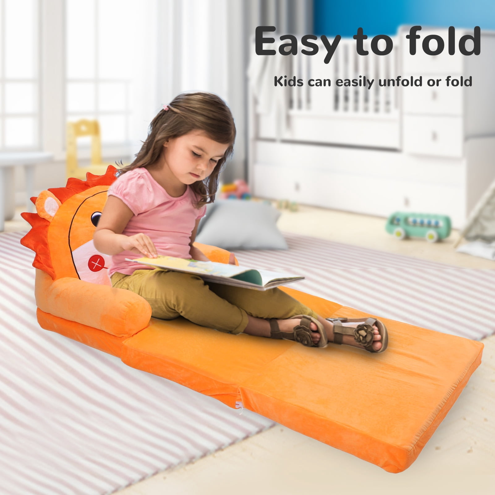 Canapé Pliable Pour Enfants 3 Couches - Canapé-lit Doux Dessin Animé Avec Accoudoirs Pour Salon Et Chambre