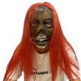 thumbnail image 1 of Máscara de calavera de demonio con pelo rojo y espeluznante cara cosida, 1 of 3