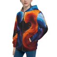 thumbnail image 2 of Pofeuu Red And Blue Abstract Print Teenage Zipper Hoodie Sweatshirts Hooded Casual Jackets With Pocket For Boys Girls-Small, 2 of 6
