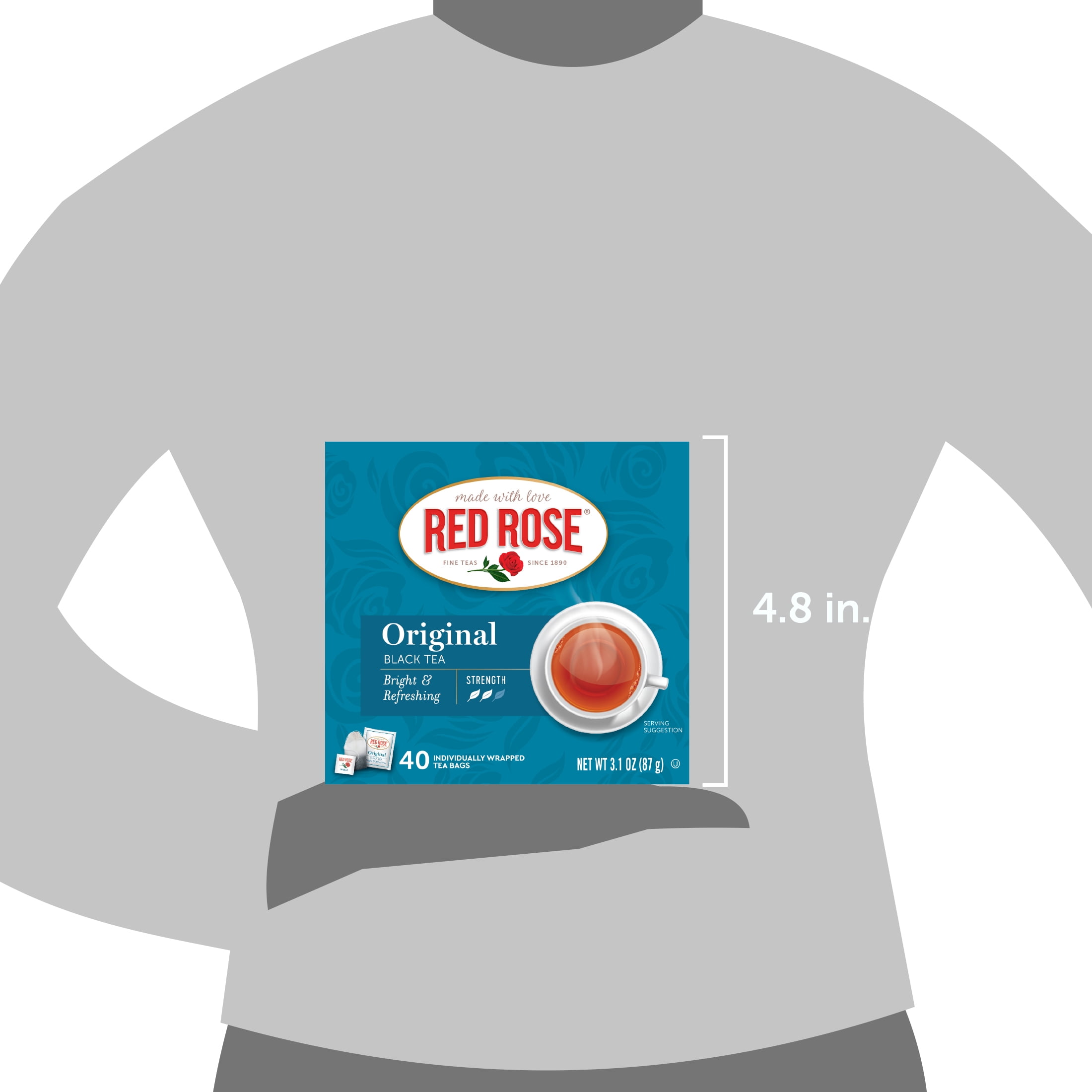 Red Rose Original Full Flavored Black Tea Specially Blended Strong Black Tea with 40 Tea Bags Per Box Pack of 6 Contains Caffeine Brew Hot/Cold Original Black Tea