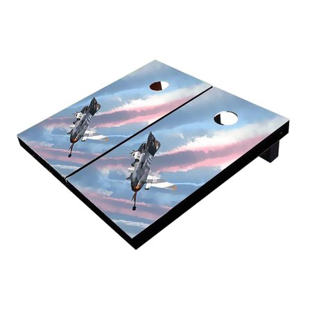Skip's Garage Fighter Jet Solid Wood Cornhole Board Set