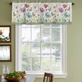 thumbnail image 4 of Spring Flowers Valances for Windows, Decorative Rod Pocket Window Valance Curtains, Retro Boho Botanical Florals Butterfly Short Curtain Drapes for Kitchen/Living Room, 2 Panels, 42" W x 12" L, 4 of 8