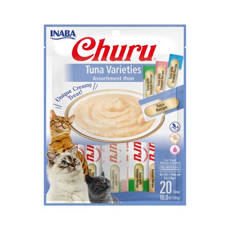 UPC: 0857276007147 | INABA Churu Creamy  Lickable Purée Cat Treat w Taurine  0.5 oz  20 Tubes  Tuna Variety