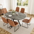 thumbnail image 1 of Extendable Round Dining Table Set for 6 People, 43.3"-59.1" Extendable Kitchen Table with 6 Upholstered Chairs, Space Saving for Kitchen Dining Room (Grey Table+6 U-Shaped Brown Chairs), 1 of 13