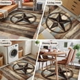 thumbnail image 5 of Rectangle Area Rugs 3 x 5 Ft, Western Texas Star Retro Non-Slip Residential Carpet, Rustic Farmhouse Wooden Brown Indoor Crawling Mats Runner Rugs for Living Room/Dining Room/Bedroom, 5 of 9