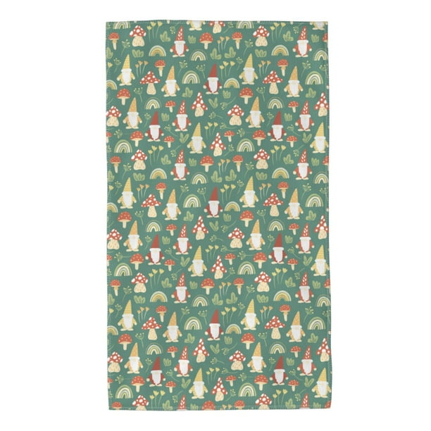 Balery Mushrooms Gnome Toalla de Microfibra Premium con Estampado – 27.5x16 pulgadas, Alta Absorción, Suave y Aterciopelada, Secado Rápido