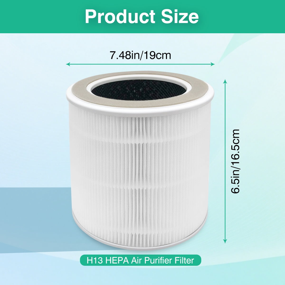 2 Pack DR-HAP005S Replacement Filters Compatible with Dreo Air Purifier, True H13 HEPA Filter, 4-Layer Carbon Filtration, BPA-Free (White)