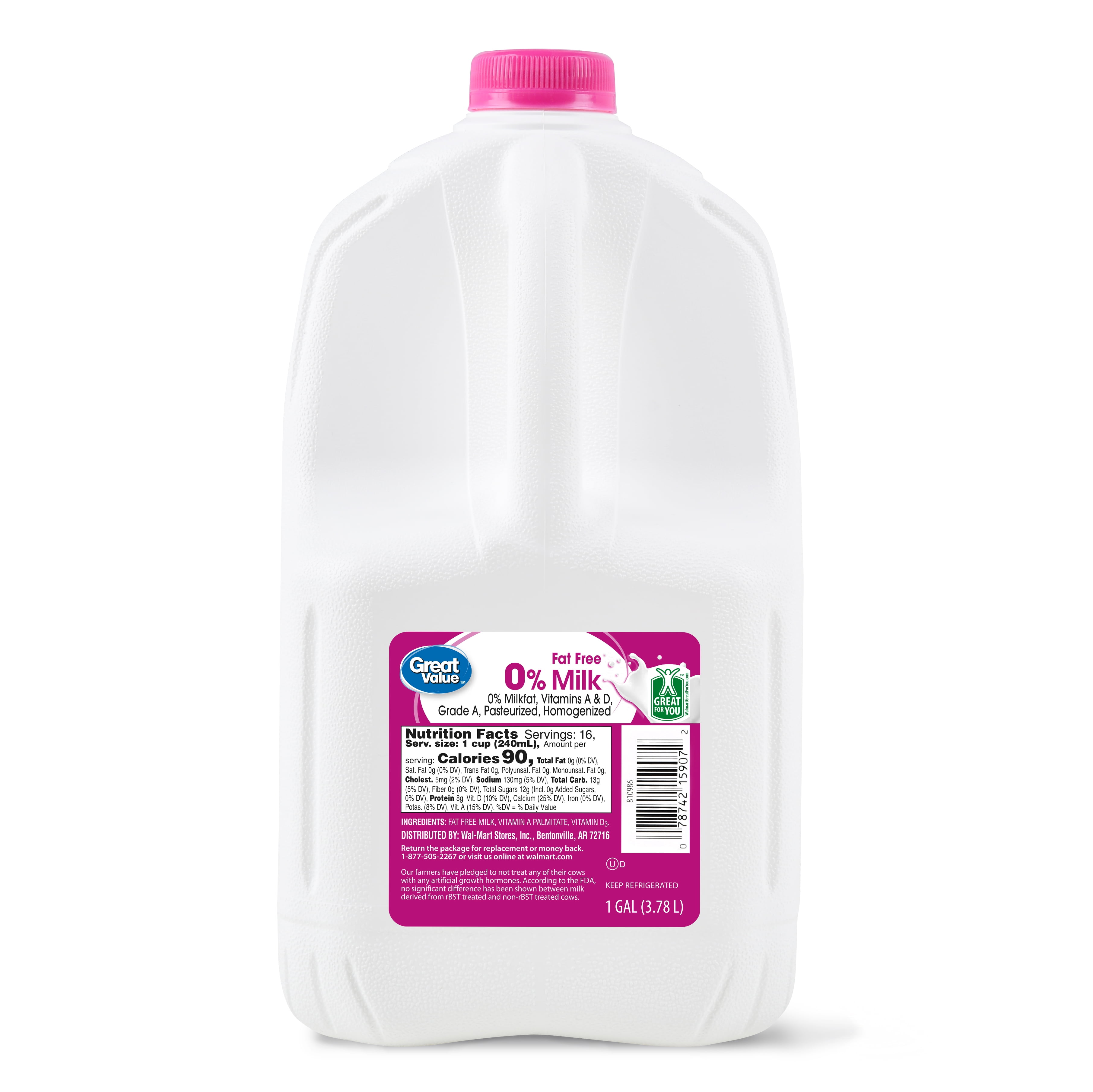 Buy Great Value Fat Free Milk Gallon 128 Fl Oz Online At Lowest Price