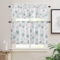 thumbnail image 2 of Coastal Kitchen Curtains and Valances Set, Rod Pocket Ocean Theme Tier Curtains 24 Inch Length, 3 Piece Nautical Starfish Seashells Short Cafe Drapes Sea Coral Beach Conch Window Treatments Set, 2 of 6