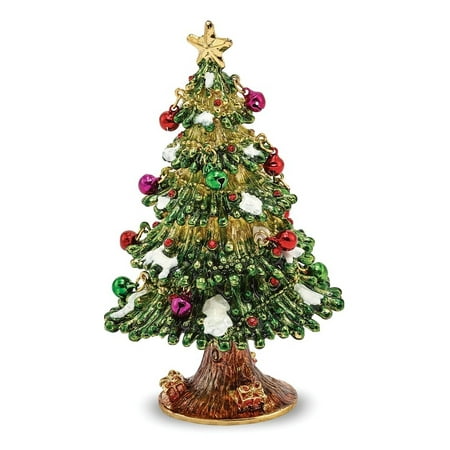 Bejeweled Trinket Box - Bejeweled Pewter Christmas Tree Trinket Box