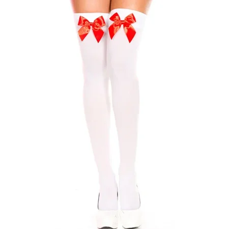 Cute Transparent Lingerie Stockings Pure Lovely Bow Over Knee Black White Black Pink Bow Sexy Suspender High Tube Silk Stockings