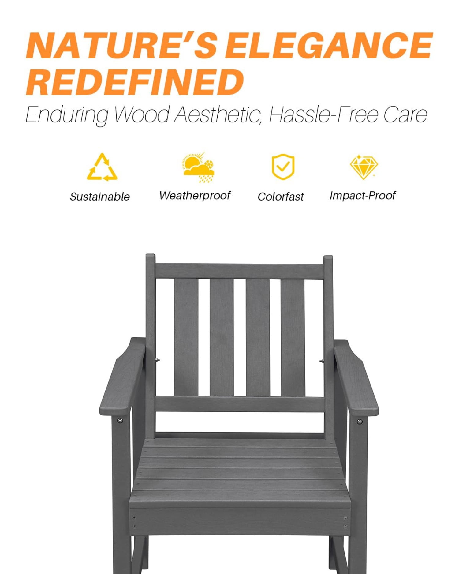 HDPE Dining Chair Set of 4, All Weather Outdoor Dining Chairs with Ergonomic Backrest, Heavy Duty Patio Chairs for Backyard, Garden, Poolside, Deck, Smoke Gray