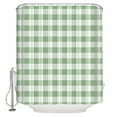 thumbnail image 2 of Sage Green Buffalo Plaid Bathroom Curtain 78 Inch Shower Curtain with Hooks, Green White Checkered Farmhouse Waterproof Polyester Bath Curtain Washable Bathtub Curtain 72''x 78'', 2 of 6