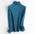 thumbnail image 5 of Camisa básica de corte entallado de lana con esencia de proteína de cachemira y cuello alto apilado para otoño, 5 of 5