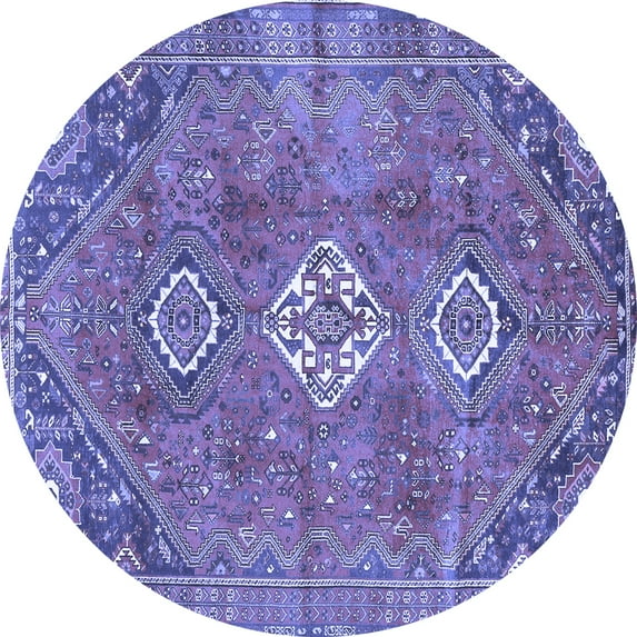 Ahgly Company Indoor Round Persian Blue Traditional Area Rugs, 5' Round