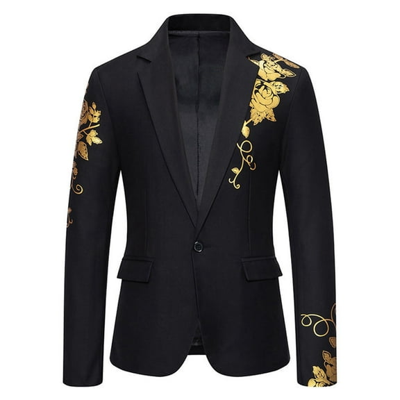 Men Pocket Lapel Button Suit Suit