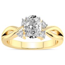 IGI Certified 5 Carat Oval Shape Lab Grown Diamond Engagement Ring | 14K Yellow Gold |Twisted Blossom Diamond Ring | FG-VS1-VS2 Quality Friendly Diamonds