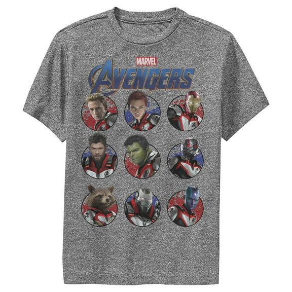 Boy's Marvel Avengers: Endgame Hero Circles  Performance Graphic Tee Charcoal Heather Small