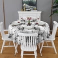 thumbnail image 2 of Gray Highland Cow Hummingbird Pattern Round Tablecloth 60"x60",Wrinkle Wipeable Table Cloth for Kitchen Dining Room Picnic Patio Party, 2 of 6
