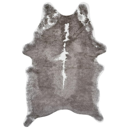 Santa Clara Faux Cowhide Rug, Warm Gray/White, 3ft - 10in x 5ft Accent Rug