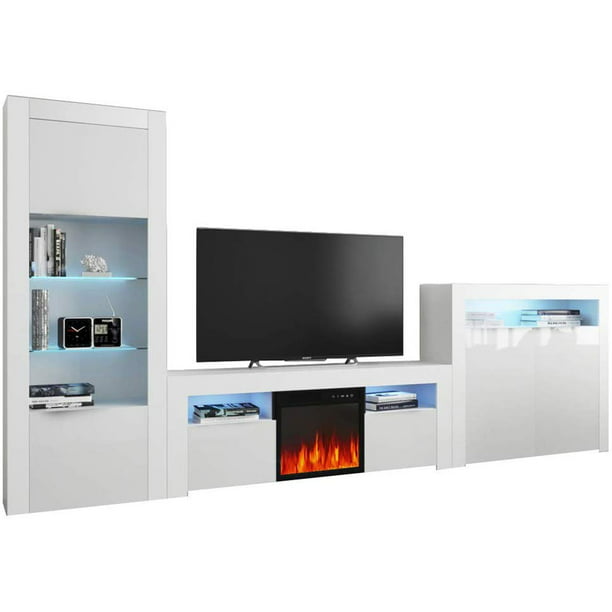 Milano Set 145EF-BK-2D Electric Fireplace Modern Wall Unit ...