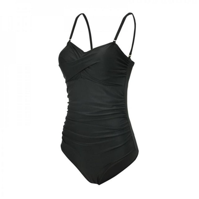 Women‘s Summer One Piece Tummy Control Swimwear Boyleg Ruched Swimsuit Stripes XL