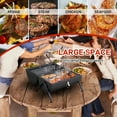 thumbnail image 3 of Portable BBQ Charcoal Grill with Thermometer & Wooden Handle, ompact Tabletop Barbecue Grill for Outdoor Camping, Picnic, Backyard Party Cooking, Black, 3 of 8
