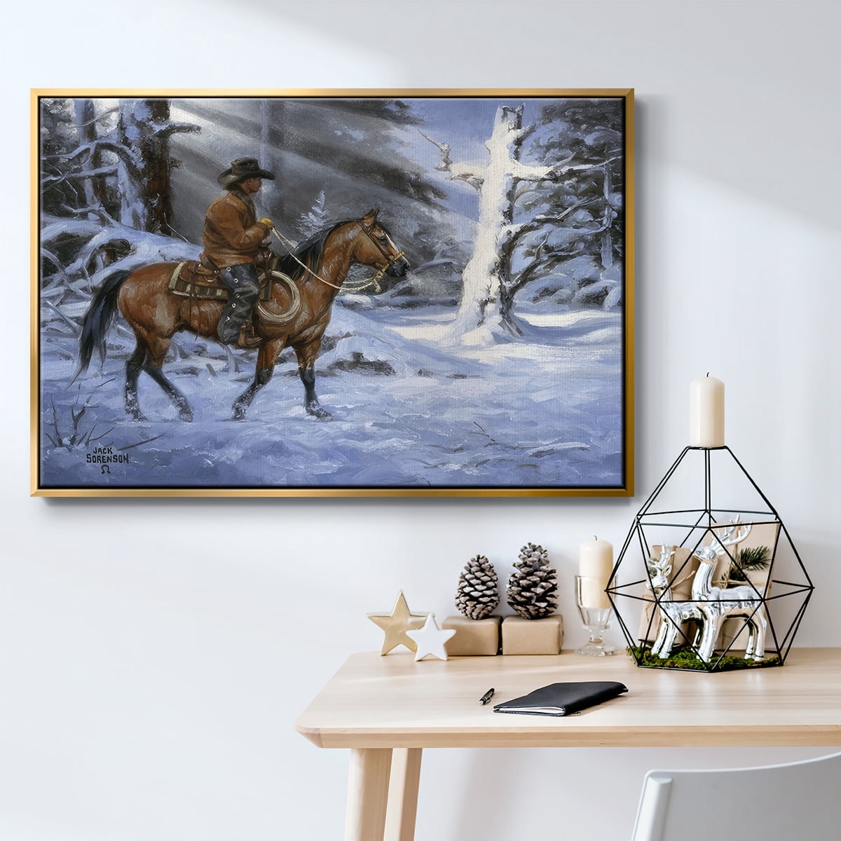 Silent Night, Holy Night - Framed Gallery Wrapped Holiday Canvas - 25 x 37 - Gold Frame