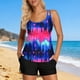 thumbnail image 5 of Trajes de baño para mujer, Trajes de baño para mujer, Traje de baño bikini de tirantes sin espalda de color liso para mujer, Conjunto de bikini con bloques de color y hombros descubiertos, Traje de ba, 5 of 7