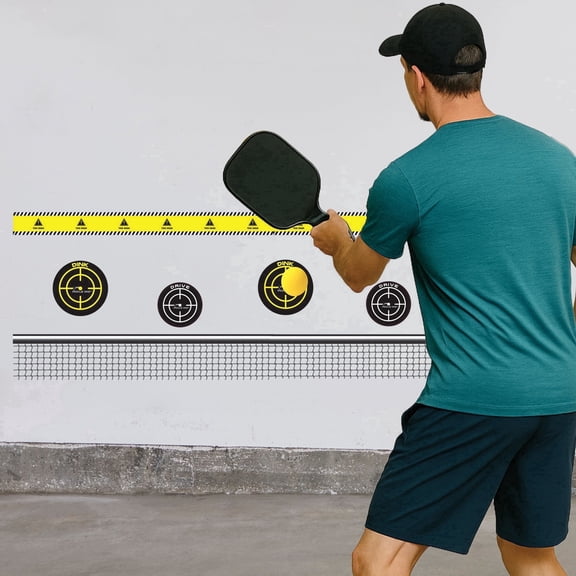 PickleWiz At Home Pickleball Trainer with Repositionable Target Wall Decals, Silent Foam Ball, and Free Online Drills