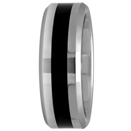 Men's Tungsten and Resin Beveled Edge Ring, 8mm